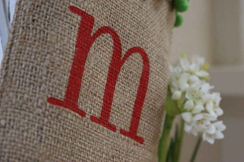 ORIGINAL Personalized Pom-Pom Burlap Christmas Stocking