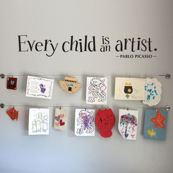 Every Child is an Artist Wall Decal Large - Children Artwork Display - Picasso Quote