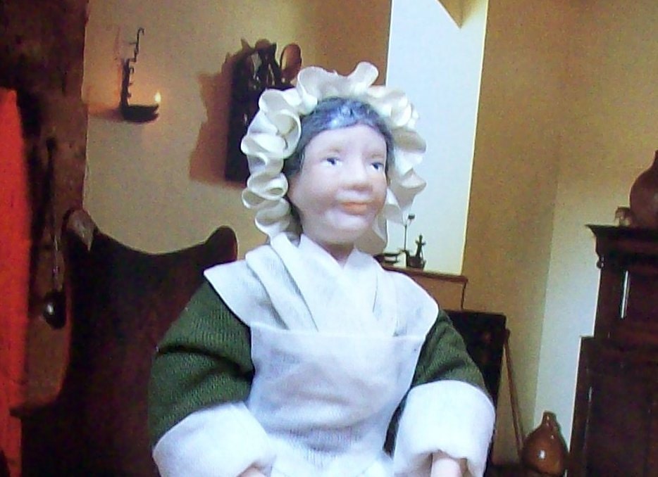 Dollhouse Porcelain Doll, Georgian  Maid 12th scale by IGMA Artisan Tiggy Goldsmith