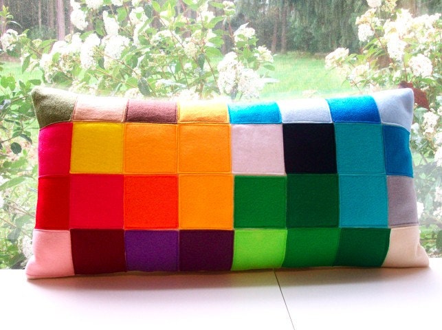 Deliberately  Pixelated.... without the censorship  -  ( a 12 x 24 inches pixelated felt pillow )