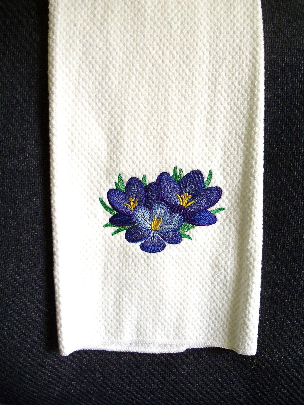 Embroidered towel - spring flowers