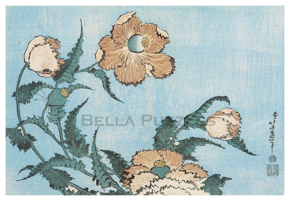 Jigsaw Puzzle, wood, wooden, personalized, custom, handcut, figurals, 123 pieces, 7 x 10 inches - POPPIES