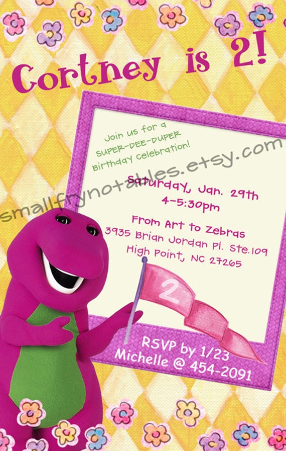 Barney Party Invitation