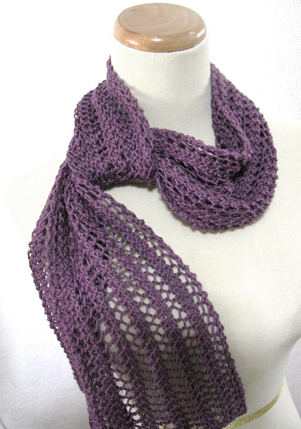 Plum Lace Hand Knit Scarf - Great for Spring or Summer