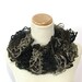 Brown and Black Hand Knit Ruffled Scarf - Taupe Brown Black