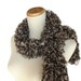 Animal Print Hand Knit Ruffled Scarf - Brown Tan