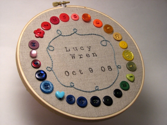 Personalized Birth Date on Embroidered Hoop