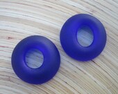 Two Recycled Cobalt Blue Glass Bottle Beads
