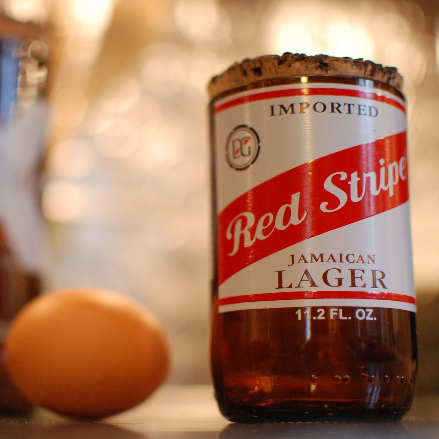 Recycled Red Stripe Jar