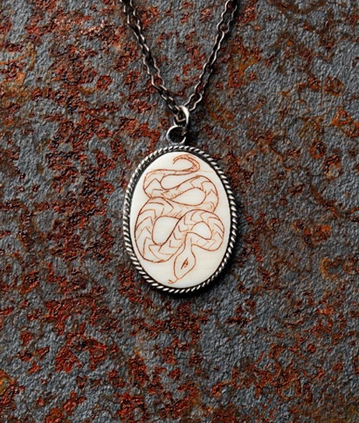 Small Snake Scrimshaw on Pre-ban Ivory Piano Key