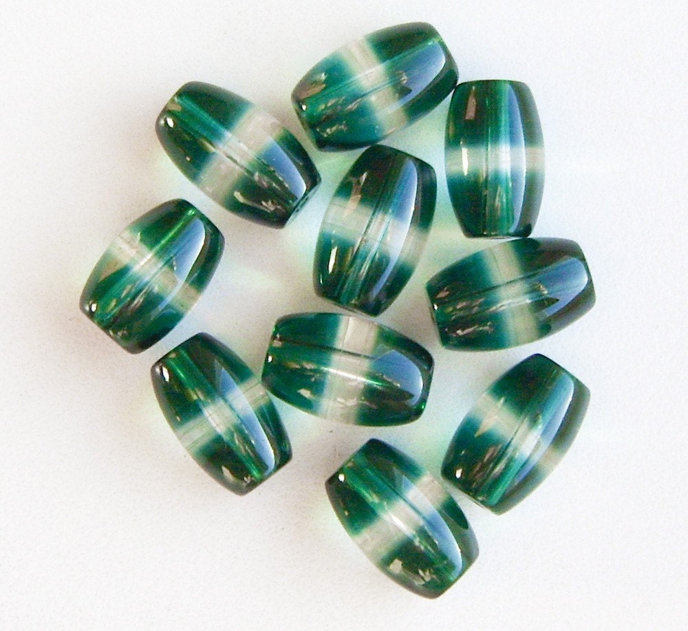 Green 12mm Barrel Beads - 2 pcs