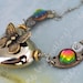 TIME FOR LOVE steampunk butterfly winged puffy heart necklace with watch gears and Swarovski rhinestone