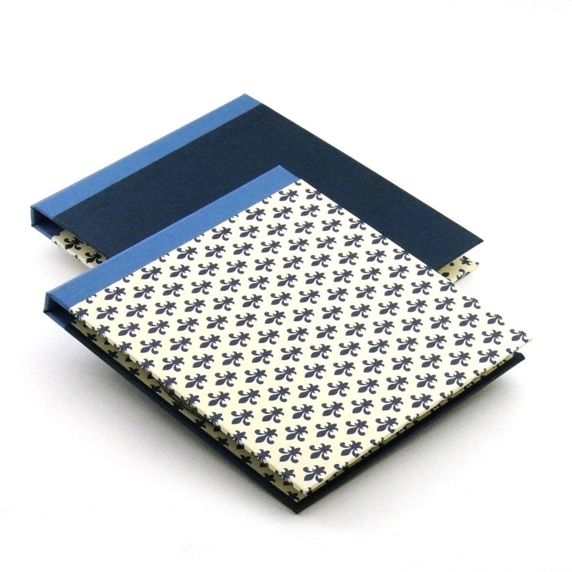 2 disc CD folio blue Fleur de Lys handmade by Nauli