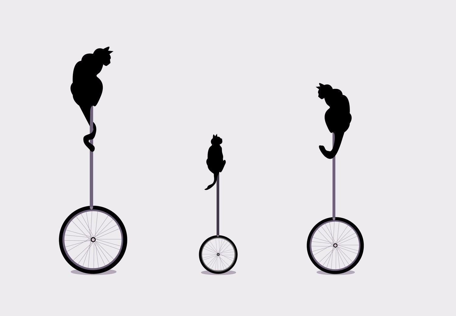 Custom to Anucia - Cats on Unicycle Big Print