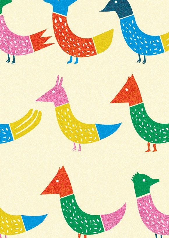 Peacock and Friends Print - 8x10 or A4