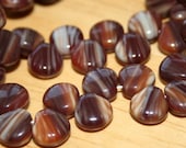Czech Glass Beads Pressed Glass Milk Chocolate and White Chocolate Swirl Shells