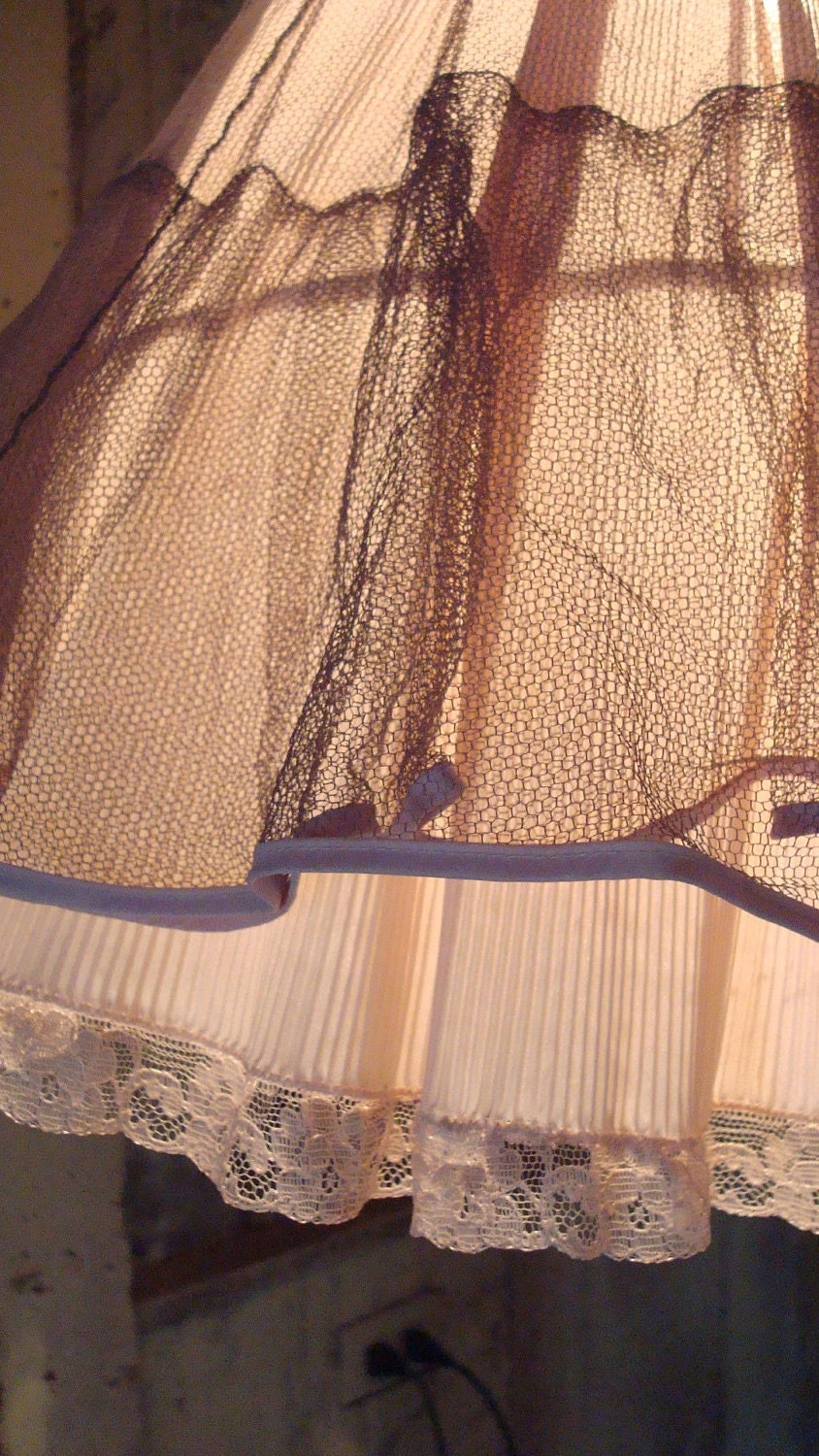 Eco Friendly Hanging Lamp, latest Frilly, Flouncy, Flirty hanging lamp, PINK, seen on Craftzine