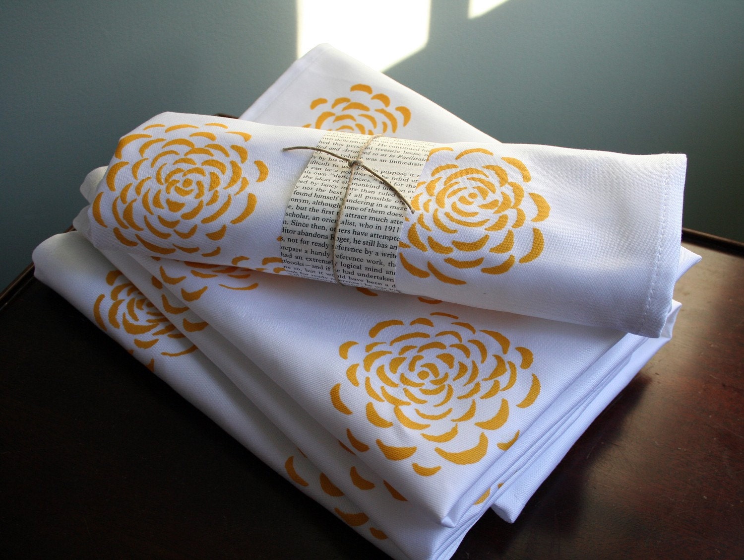 Cloth Dinner Napkin. Marigold. Set of Four. Hand Screen-Printed.
