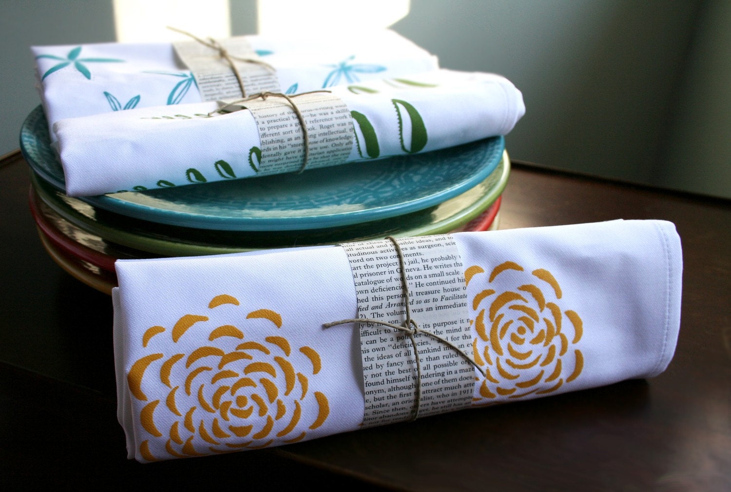 Cloth Dinner Napkin. Marigold. Set of Four. Hand Screen-Printed.