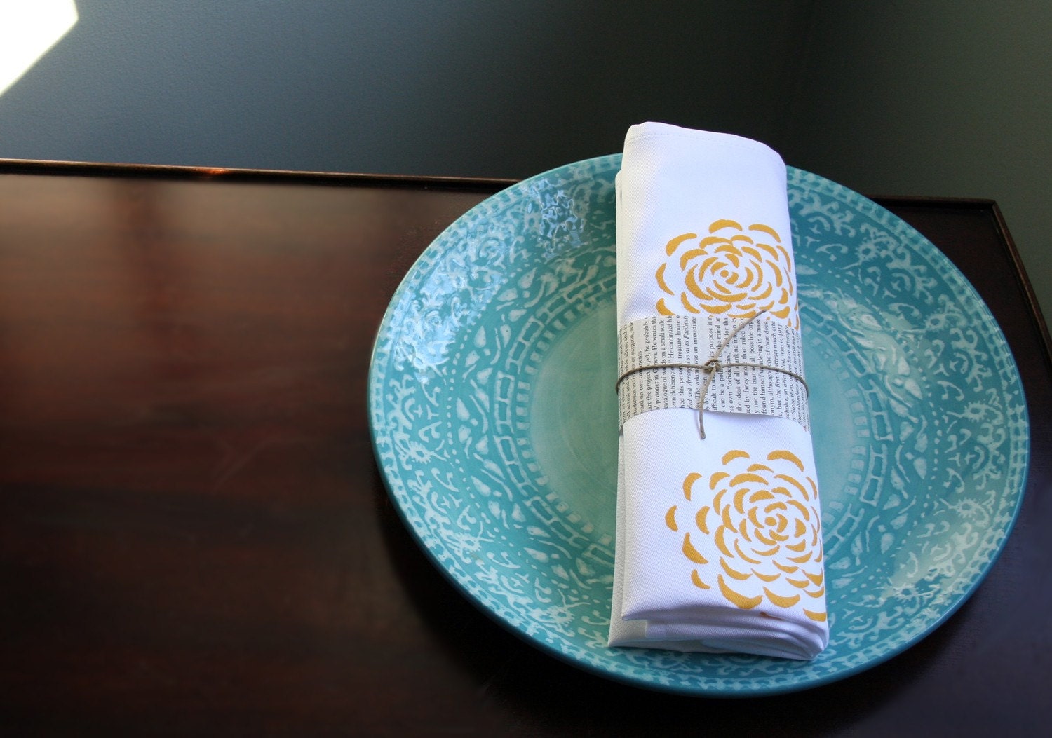 Cloth Dinner Napkin. Marigold. Set of Four. Hand Screen-Printed.