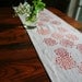 Linen Table Runner. Chrysanthemum. Hand screen printed.