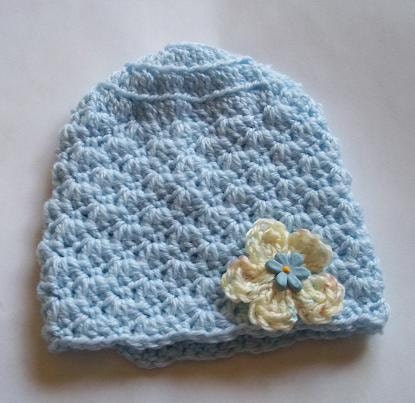 Blue Shell Swirl Baby Hat - Newborn size