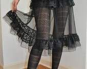 Black Lace Tulle Steampunk Gothic Ruffle Skirt OverSkirt - S M L