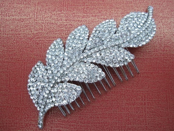 Rhinestone leaf hair comb, bridal hair comb rhinestone,wedding hair accessories,bridal hair comb rhinestone,wedding comb,bridal comb