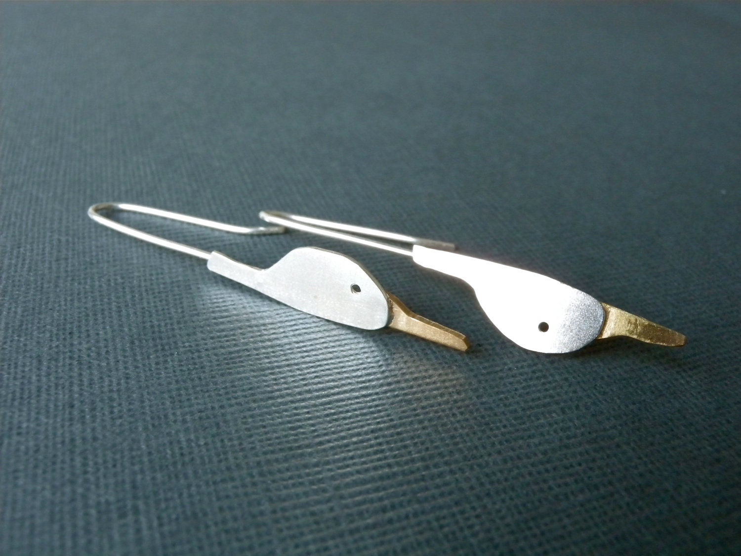 Duck Head Sterling Dangle Earrings - Playful Humor Handmade Original Design