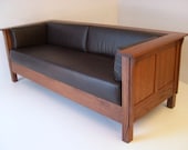 Mission Arts & Crafts Stickley style Prairie Settle Sofa Leather New