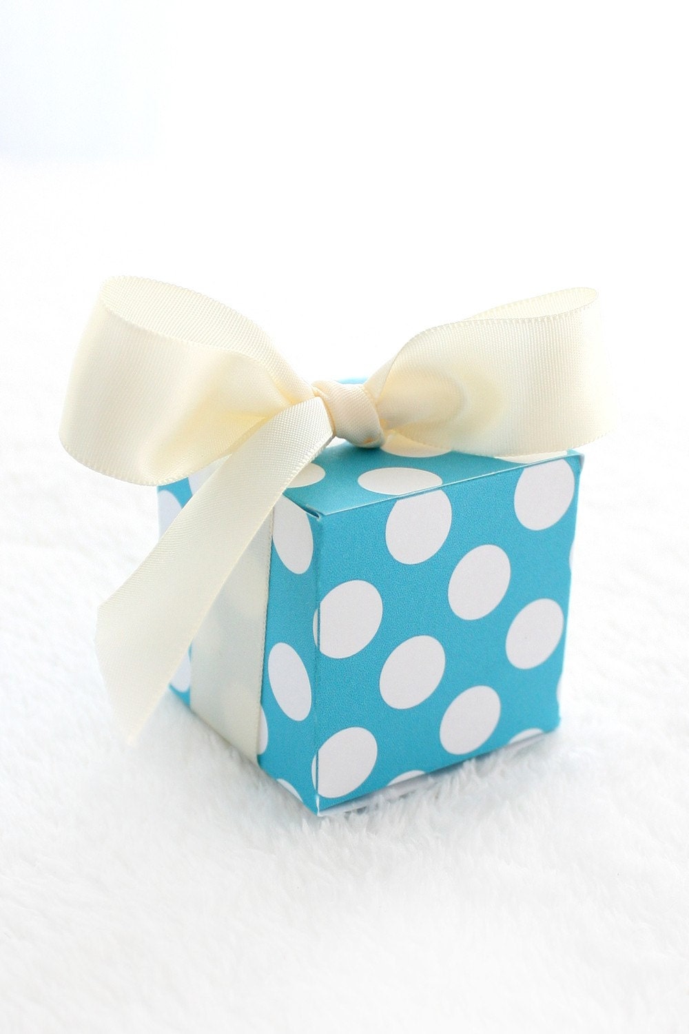 Printable Posh Dots Aqua Square Favor Box