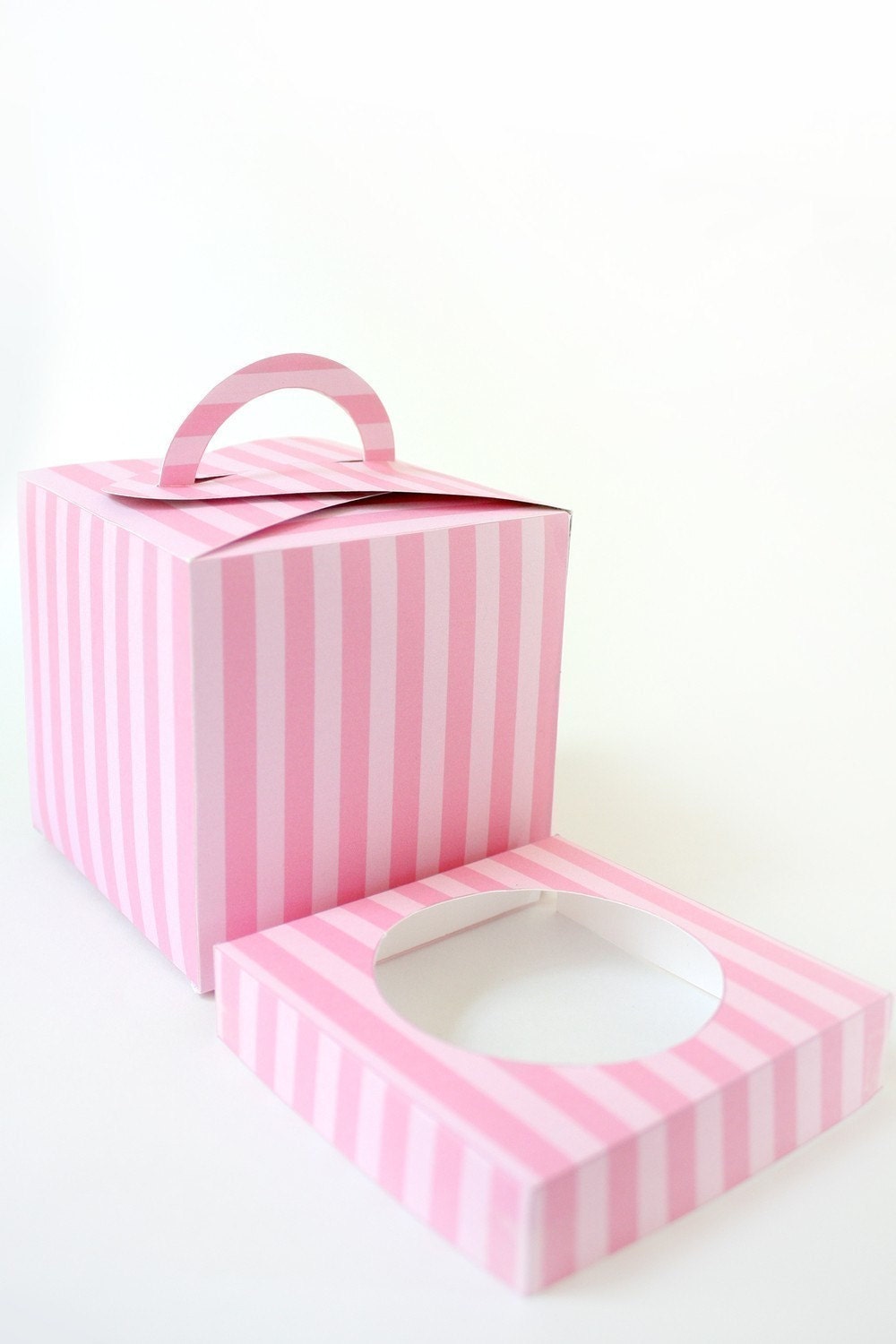 Posh Pink Stripe Printable Cupcake Holder Box