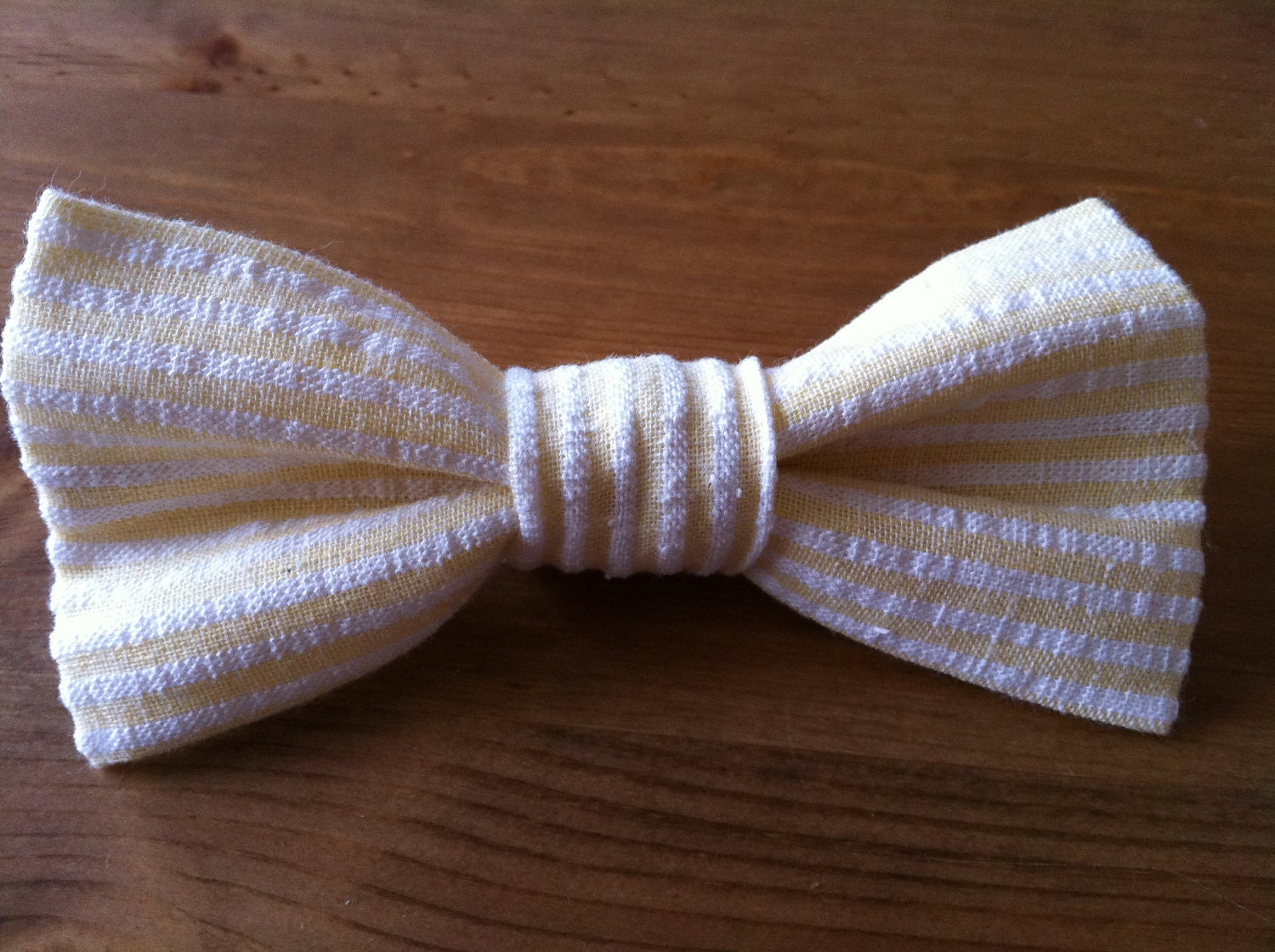 Yellow Seersucker Clip on Toddler Boys Bow Tie bowtie
