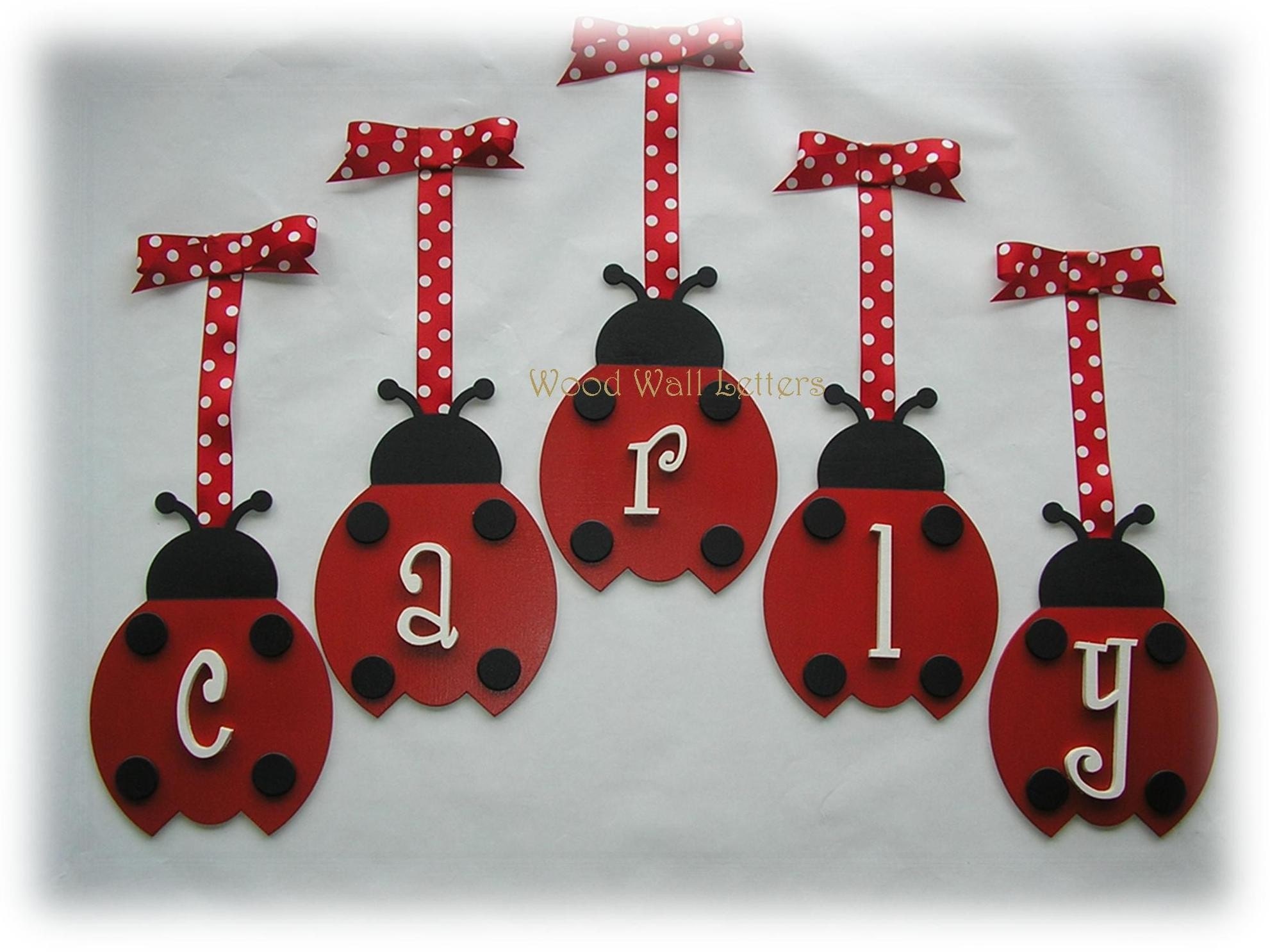 Hand Painted Ladybug Wooden Wall Letters Hanging Nursery Wall Name Art - Customized