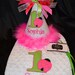 1st Birthday Party Ladybug Princess Hat and bib combo set pink and green or have me custom make a set to match your party theme