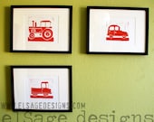 Children's art, tractor, truck and car, Things That Go series 3 print set, you choose color