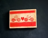 Anniversary or wedding gift, Bicycle Love print on reclaimed wood