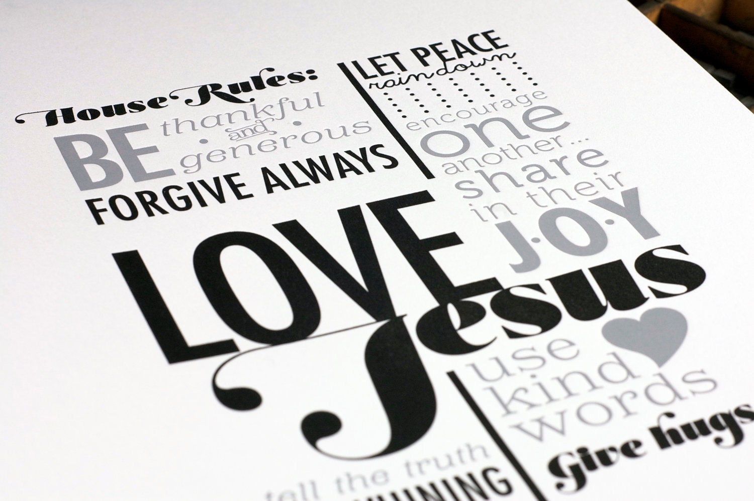 House Rules letterpress print by The Permanent Collection