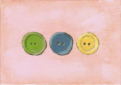 Bitty Buttons... ORIGINAL PAINTING 5x7 - Nursery Art
