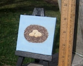 Tiny Nest - Mini Painting on Mini Easel nursery decor - kids - baby - children