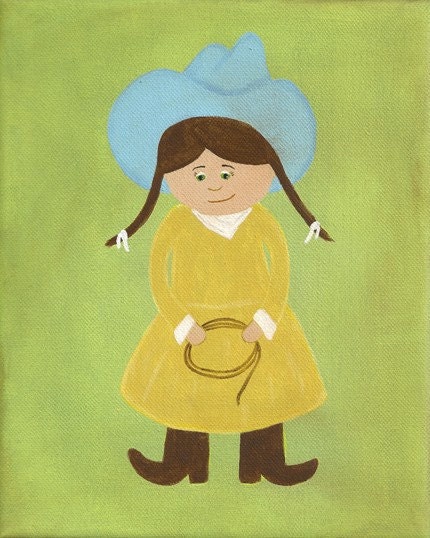 Cowgirl Ruthie Nursery Art - PRINT - 8x10 - western girl art for children nursery decor - kids - baby - children