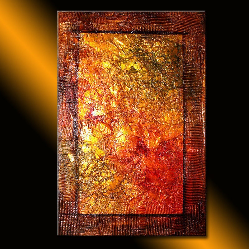 Original Heavy Texture Metallic Painting Modern Abstract Contemporary Fine Art by Henry Parsinia Large 36x24