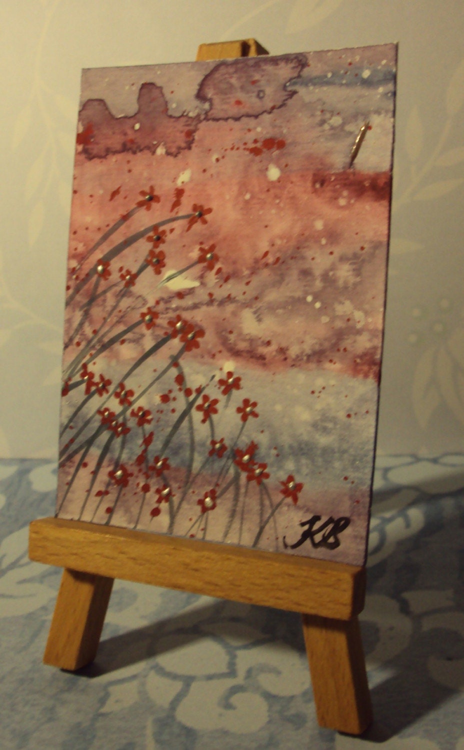 Little Twilight Field - Original watercolor ACEO