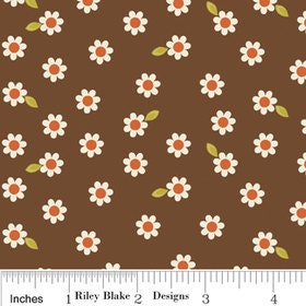 SALE....... Indian Summer, by Zoe Pearn from Riley Blake, Daisy BROWN 1/2 yd total -last one