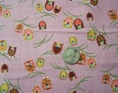 SALE....10% OFF Japanese Fabric - Kawaii Winking Owls in PINK 1 yd total