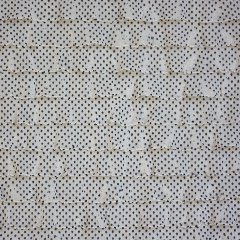 Tuxedo Pin Dot Cascading Ruffle Fabric, 1 yd total