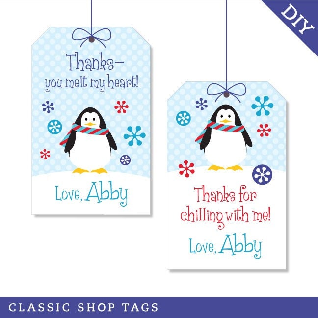 Penguin party - Personalized DIY printable favor tags