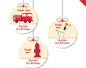 Fire Truck party - Personalized DIY printable favor circles