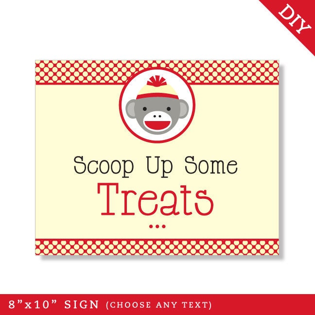 Sock Monkey party - Personalized DIY printable sign