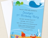 Under the Sea party - Set of 15 custom invitations - Printable file also available